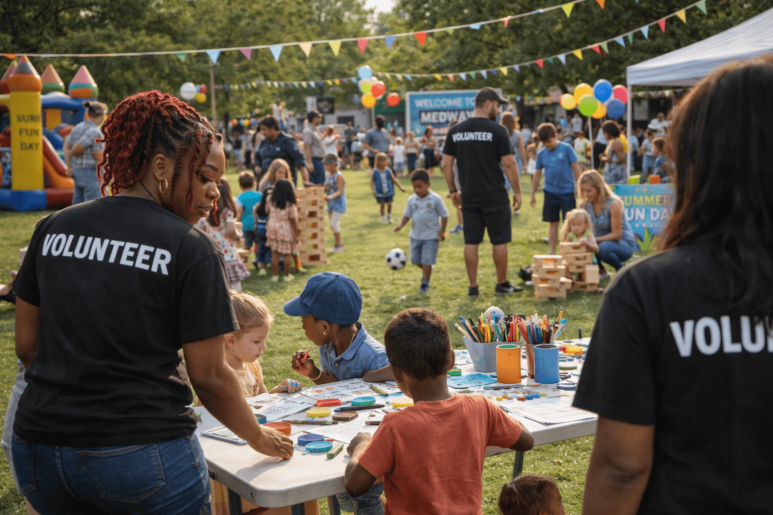 Volunteers working together